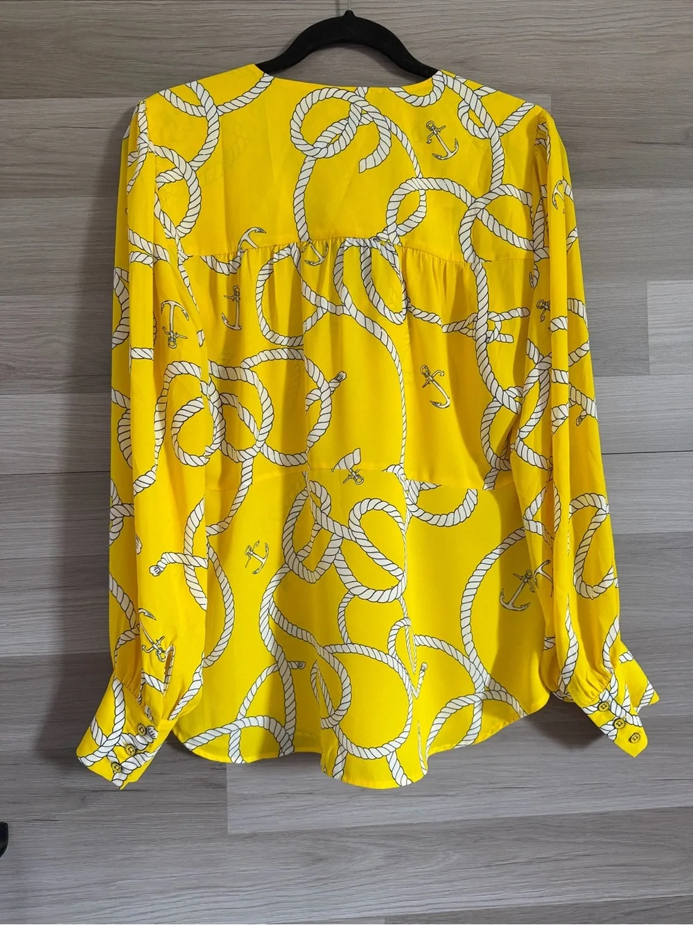 CAbi Yellow Nautical Rope Tie-Front Blouse Size L - Picture 7 of 7